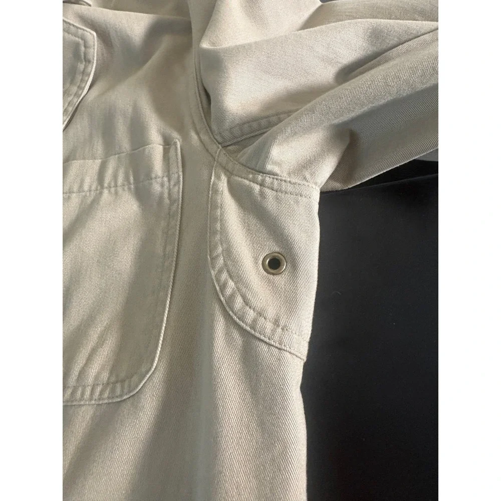 Duluth Trading Co Mens Tan Cotton Canvas Chore Coat Field Jacket Blazer L Tall